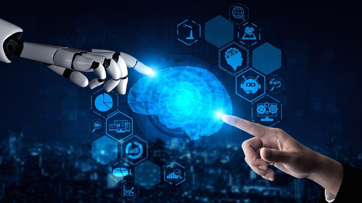 Photo 3d rendering artificial intelligence ai research of robot