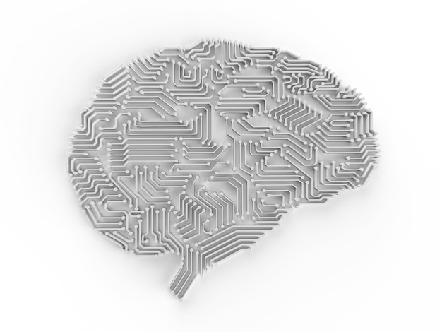 3d rendering artificial intelligence brain or circuit board in brain shape