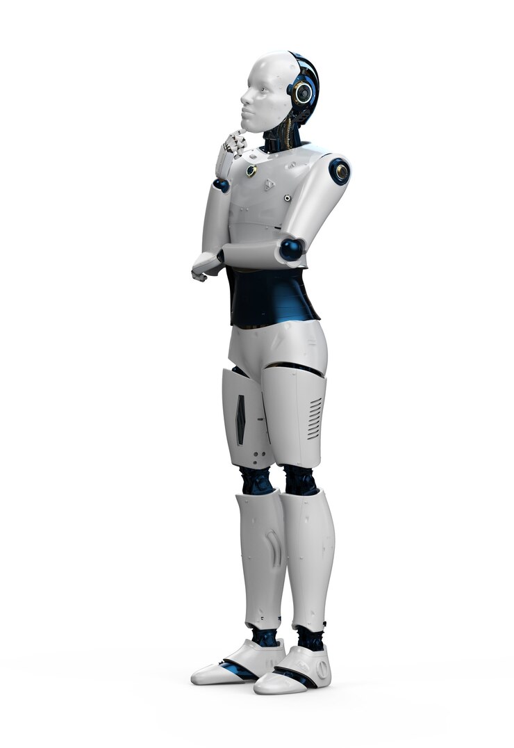 Photo 3d rendering artificial intelligence robot or cyborg analyze or compute