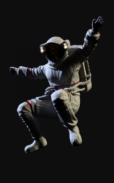 3D-rendering astronaut op zwarte achtergrond