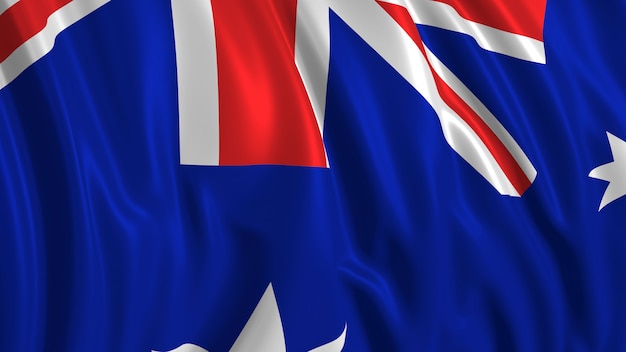 3d rendering of a australian flag The flag develops smoothly in the wind