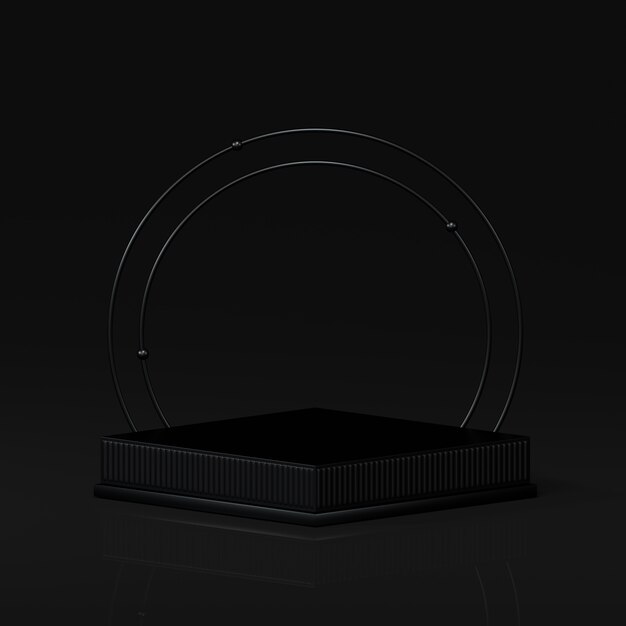 3D rendering Awards podium in harmony with black color.