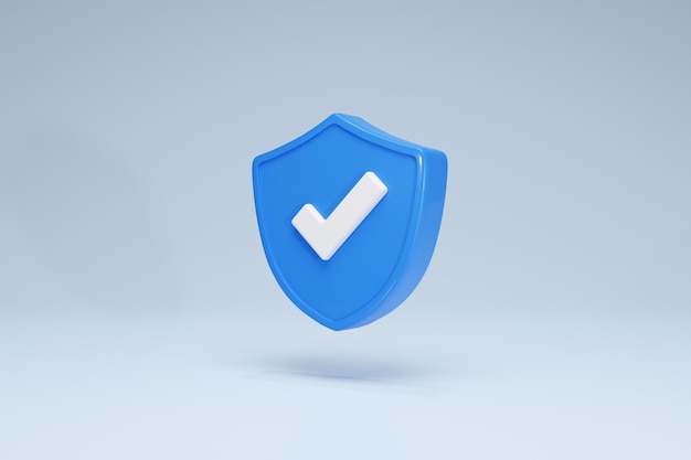 Фото 3d визуализация фона значок безопасности символ безопасности безопасность первый синий вид сбоку