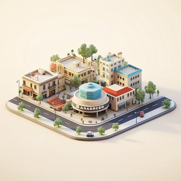 Photo 3d rendering of bakersfield california city isometric