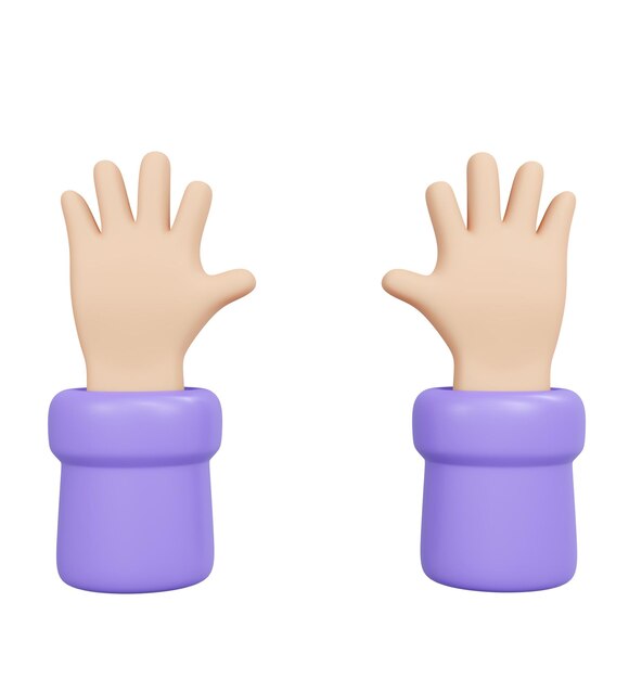 3D-рендеринг голой чистой руки на белом фоне концепция гигиены и здоровья 3D-рендеринг иллюстрации минимальный мультяшный стиль