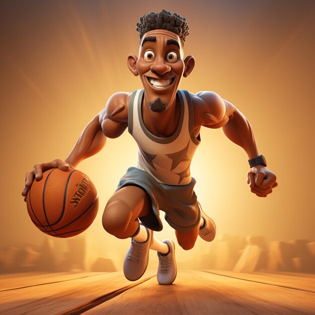 Photo 3d rendering of basket player in action