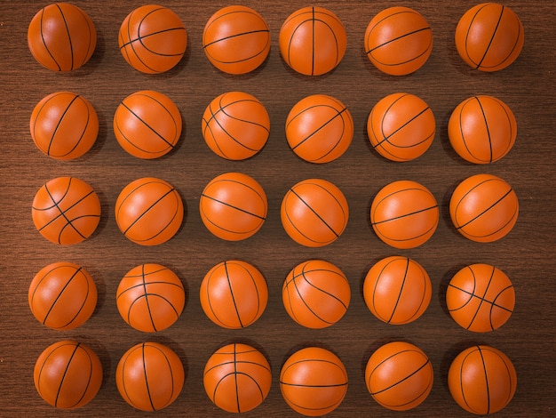 Foto 3d-rendering basketbal ballen achtergrond