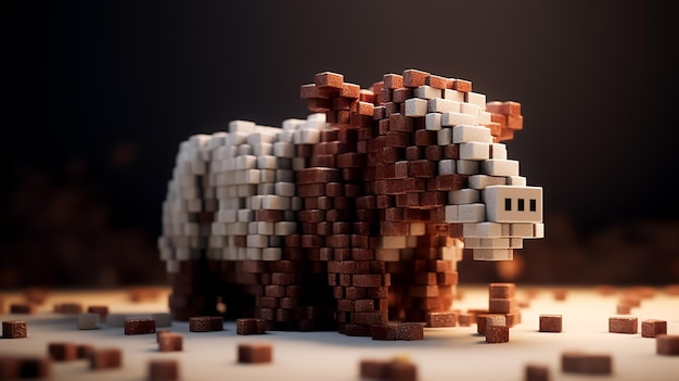 A 3d rendering of a bear made of lego bricks