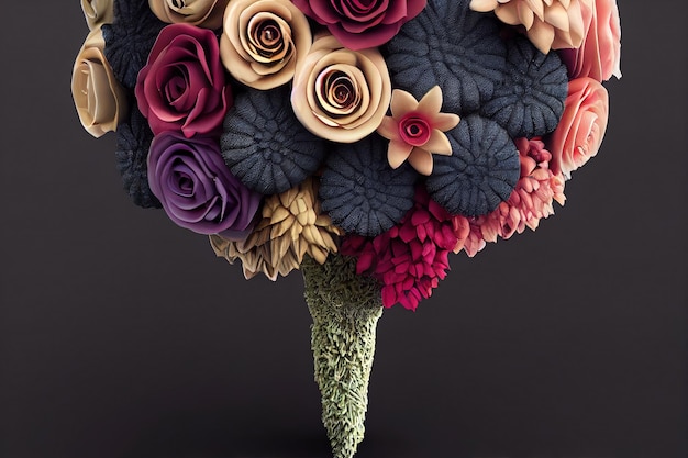 3D rendering beautiful Bouquet of flowers