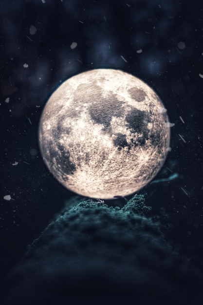 3d rendering of the beautiful full moon with details by telescope