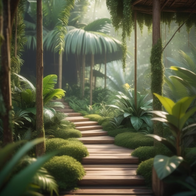 3D rendering of a beautiful jungle background 3D rendering of a beautiful jungle background