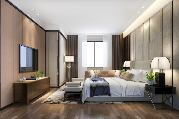 Free Photo | 3d rendering beautiful comtemporary luxury bedroom suite ...