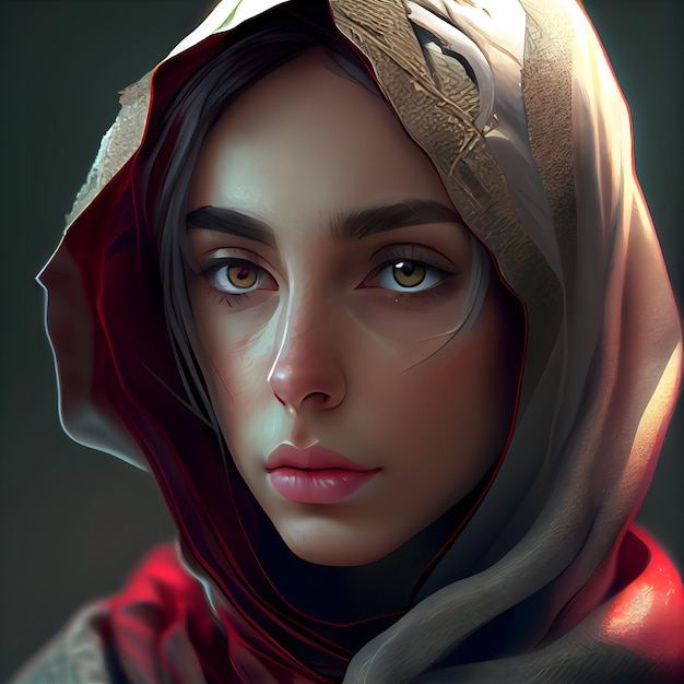 3d rendering of a beautiful muslim woman with headscarf