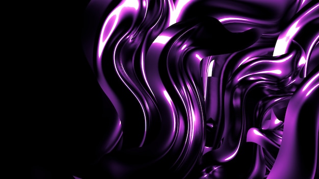 3d rendering of beautiful purple pleats and swirls