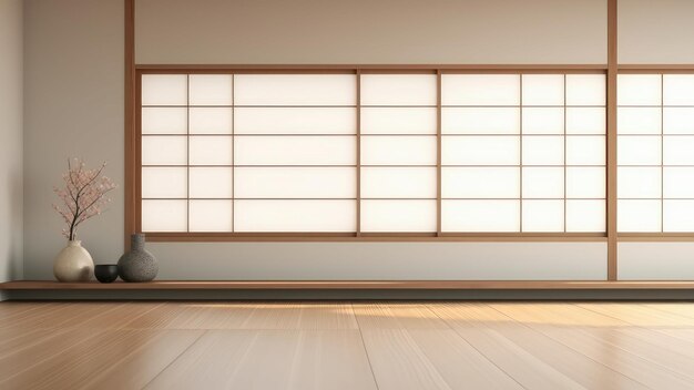 3D rendering of a beautiful traditional Japanese living room