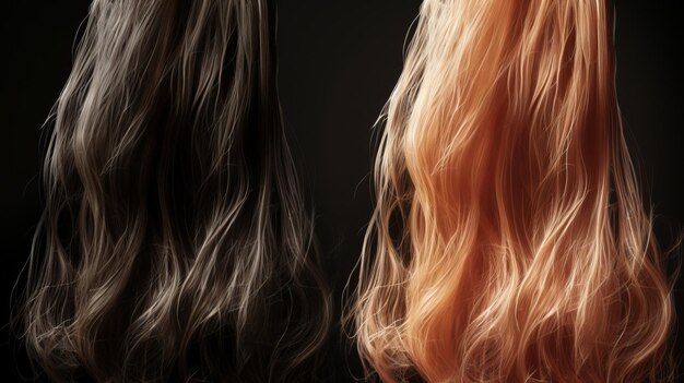 3D rendering of Before and After Nourish hair of shampoo or serum Repair damaged hair