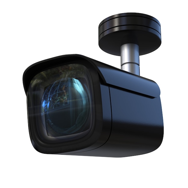 3D-rendering, beveiligingscamera of cctv-camera op wit wordt geïsoleerd