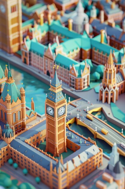 Photo 3d rendering of the big ben and houses of parliament