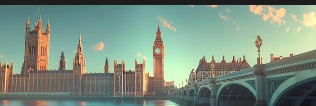 Photo 3d rendering of the big ben and houses of parliament