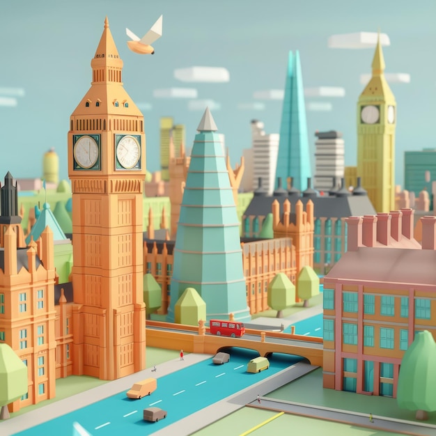 3d rendering of The Big Ben and Houses of Parliament