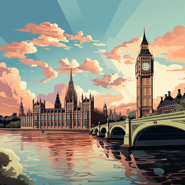 3d rendering of The Big Ben and Houses of Parliament