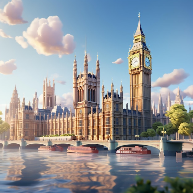 3d rendering of The Big Ben and Houses of Parliament