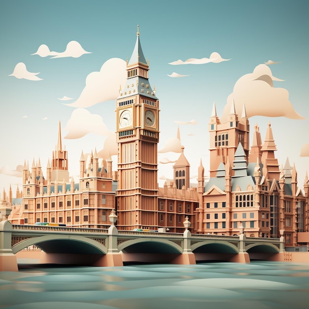 3d rendering of The Big Ben and Houses of Parliament