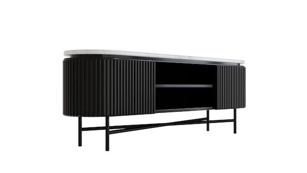 3D rendering Black Cabinet on White Background Cabinet top with