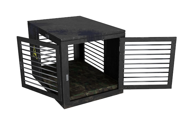 3d rendering black dog cage