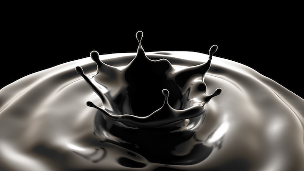 3d rendering of a black flowing splash