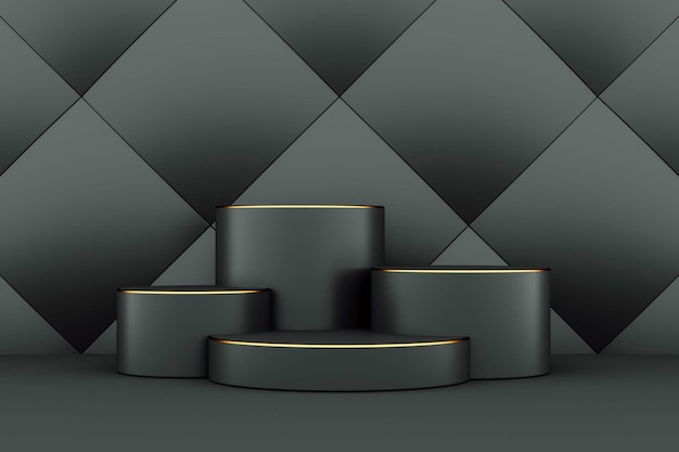 Photo 3d rendering of the black geometric background can be used for commercial advertising