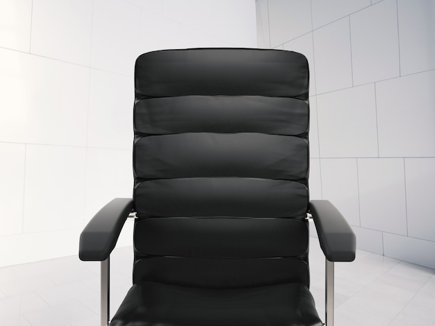 3d rendering black leather office chair