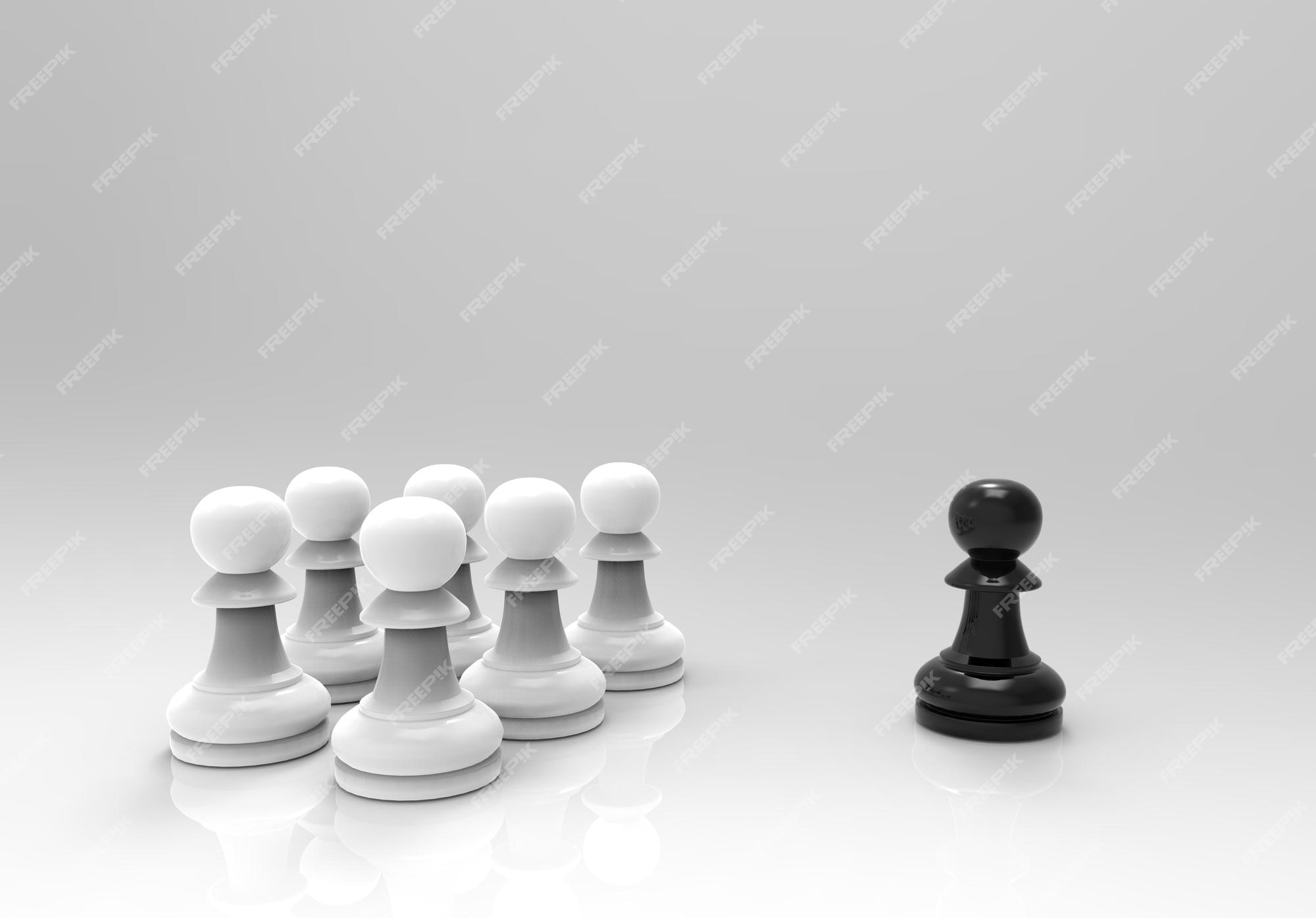 3D Rendering Front View of Many Pawn Chess with Leader in Front of