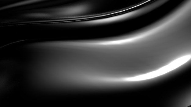 3d rendering of black pleats and swirls