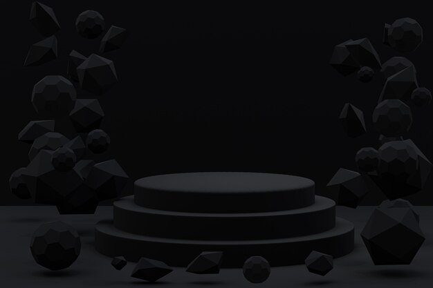 3d rendering of black podium