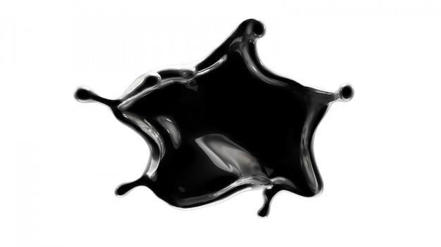 3d rendering of a black splash liquid