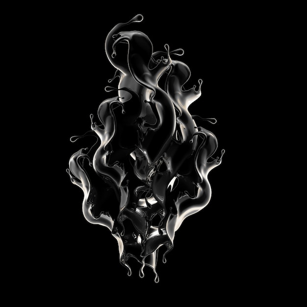 3d rendering of a black splash liquid