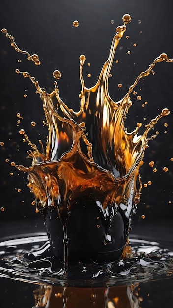 3d rendering of a black splash liquid