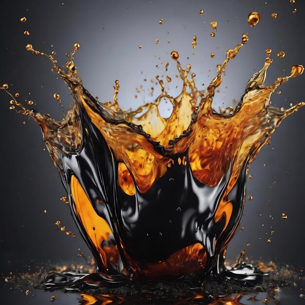 3d rendering of a black splash liquid