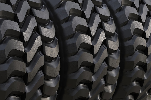 3d rendering black tire texture or tread pattern background