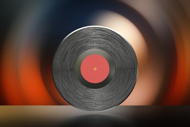 3d rendering black vinyl record