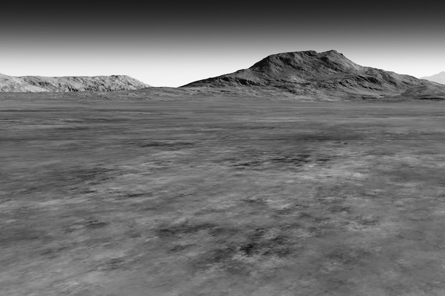 黒と白の山の谷の風景の背景をレンダリングする3D