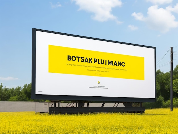 3D rendering of blank billboard empty advertisement with clouds Empty mockup template