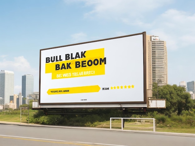 3D rendering of blank billboard empty advertisement with clouds Empty mockup template