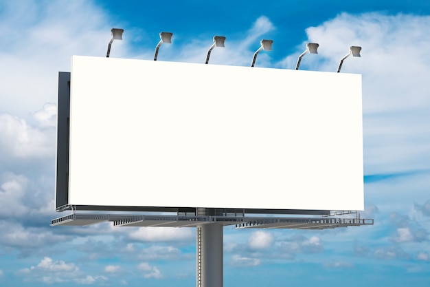 3d rendering blank billboard with blue sky background