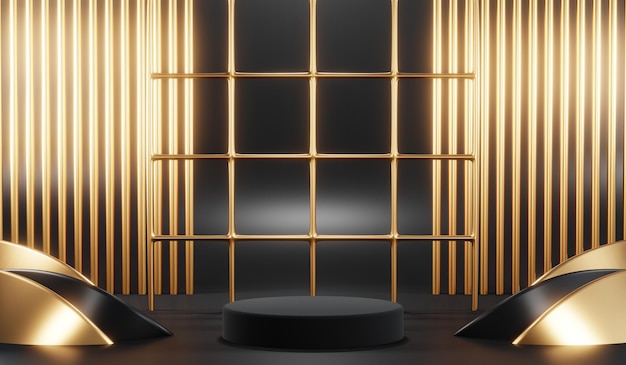 3d rendering of blank product background for cream cosmetics modern black podium background