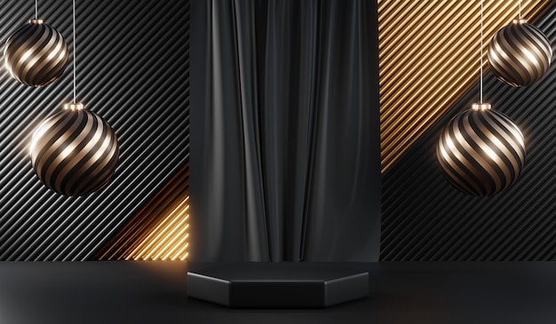 クリーム化粧品の空白の製品背景の 3 D レンダリング モダンな黒の表彰台の背景