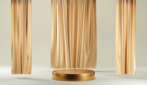 クリーム化粧品の空白の製品背景の 3 D レンダリング モダンなゴールドの表彰台の背景