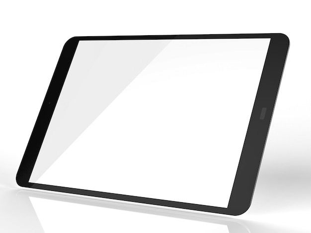 3d rendering blank screen digital tablet on white background