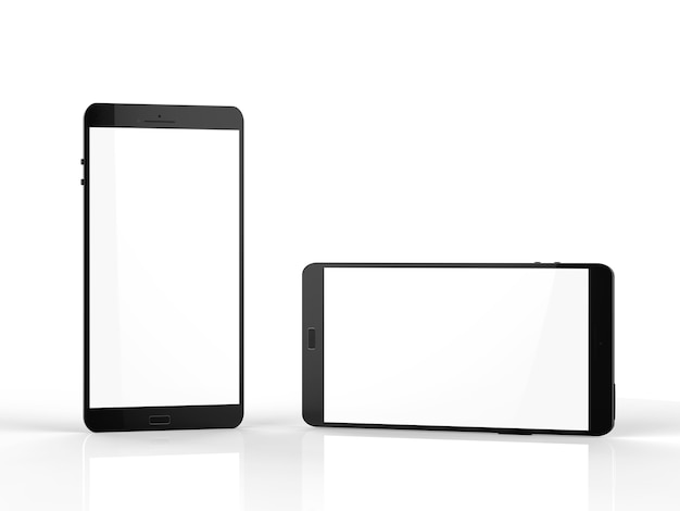 3d rendering blank screen mobile phone on white background